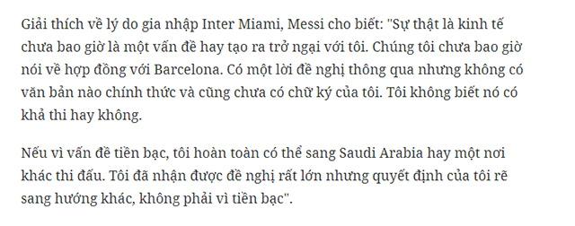 Toàn bộ chia sẻ của Messi khi được hỏi về mức lương nhận được tại CLB Inter Miami
